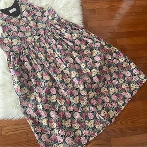 Carolart Designs Handmade Garden Dress - Pockets Floral Ceramic Buttons Size Med